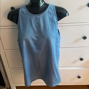 OLD NAVY Sleeveless Cotton Light Blue Denim loose fitting blouse Size Large